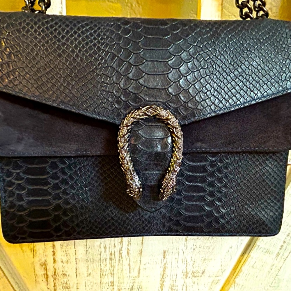 Stunning Borse In Pelle Python Suede Chain Bag - image 1